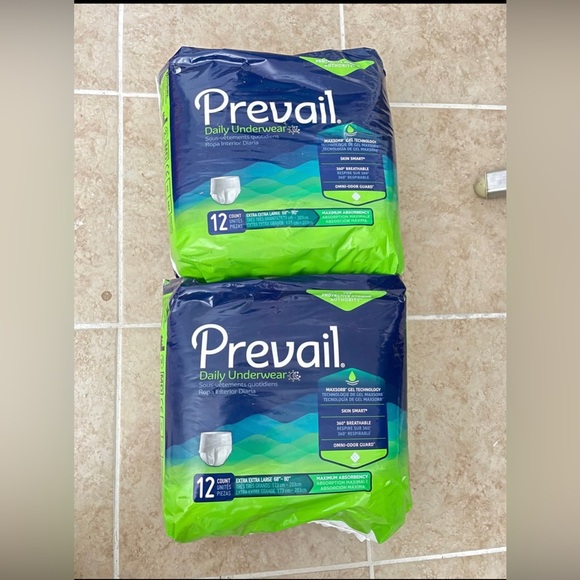 2xNew Prevail Daily Underwear XXL Adult Diapers 12 Count 68"-80" Omni Odor Guard - Picture 1 of 3